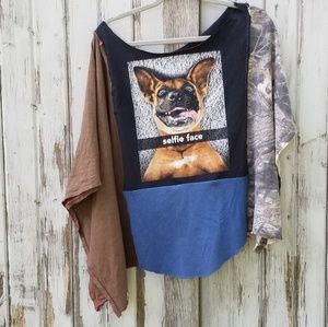Handmade Dog Selfie  Graphic Tee Upcycled Tunic